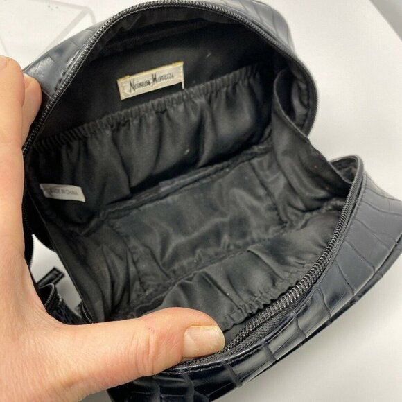 Set of 2 Nieman Marcus Black Croc Leather Makeup Clutch - Picture 7 of 8